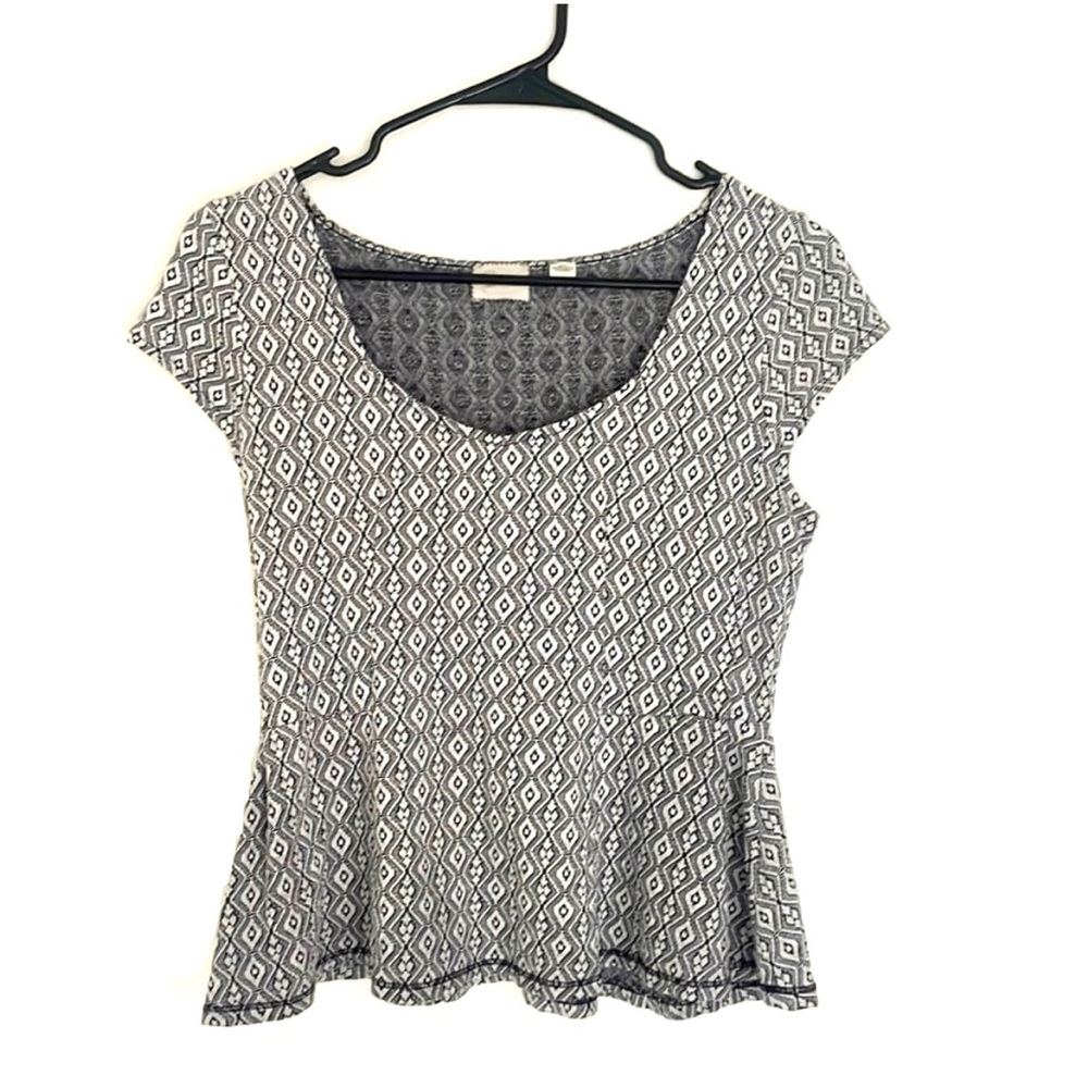 Anthropologie Postmark Black/White Ikat Peplum Top